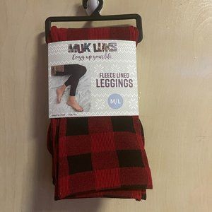 red/black fleece leggings